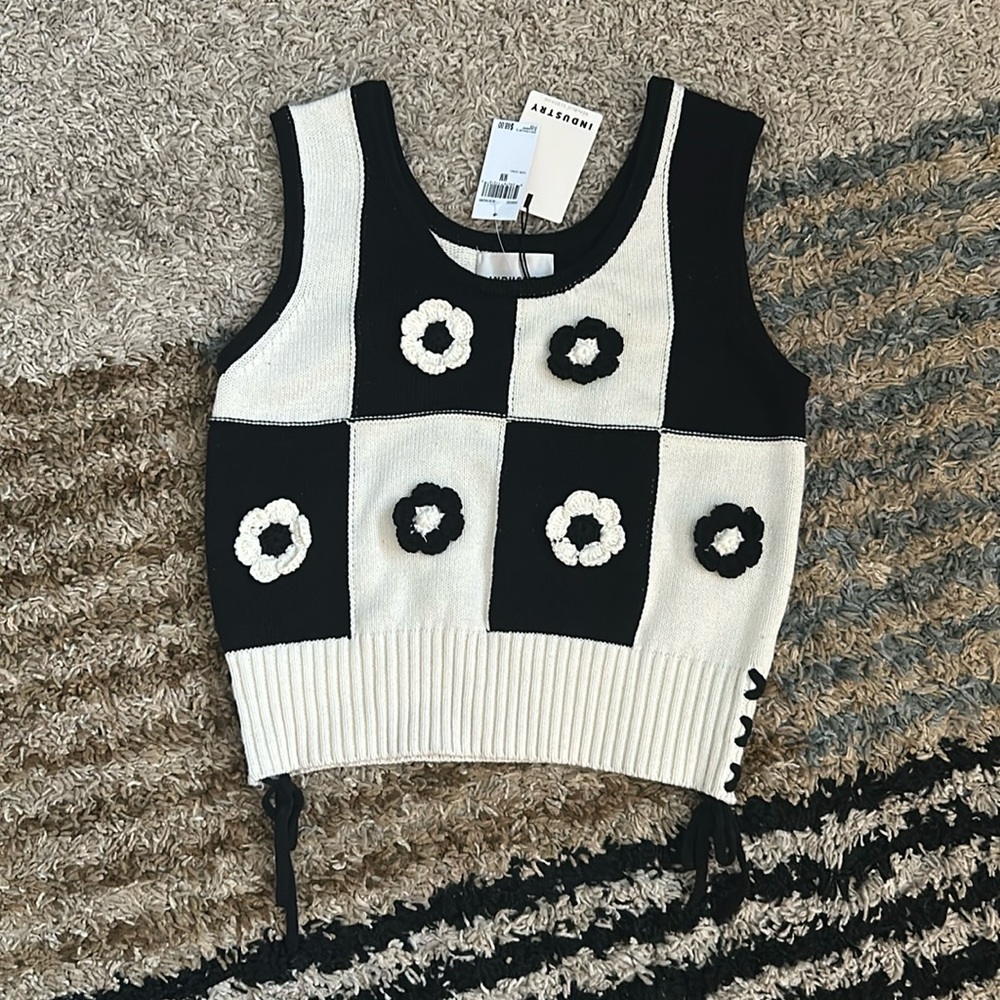 Industry Crochet Cropped Sweater Vest